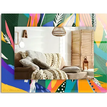 Zrcadlo Zrcadlo nástěnné s ozdobným rámem Barevný abstraktní vzor 80x60 cm