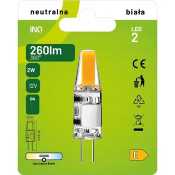 Žárovka LED žárovka G4 12V2W 260lm 4000K ELTG020NW INQ