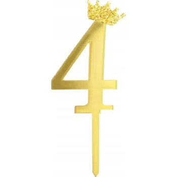Dortová svíčka Topper, zápich na dort číslice 4 zlatá