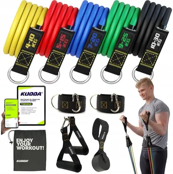 SADA 5 POSILOVACÍCH GUM odporové gumy WORKOUT BANDS FITNESS VYSOKÁ KVALITA