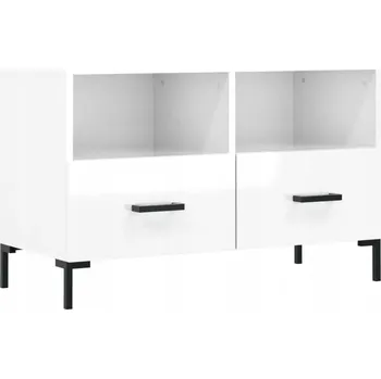 Televizní stolek TV stolek 80x36x50 cm, bílý lesk