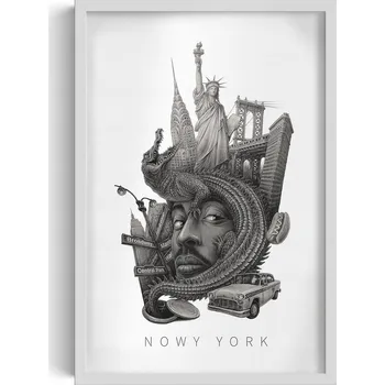 Obraz Nástěnný obraz Černobílý New York Socha Svobody Brooklynský most 40x60 cm