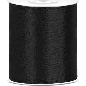 Stuha PartyDeco Stuha saténová černá 100 mm x 25 m