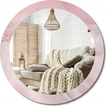 Zrcadlo Stylové kulaté zrcadlo na zeď s potiskem Růžový kámen ø80 cm