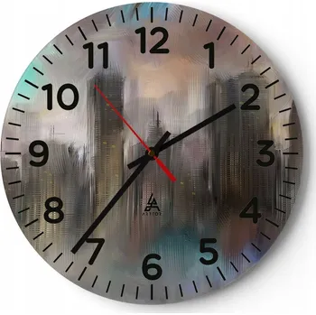 Hodiny Nástěnné hodiny do obýváku 40x40 Město Kulatý Hodiny na skle Loft Tiché