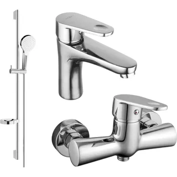 Vodovodní baterie MEXEN/S - Kama DS05 SET umyvadlová baterie + sprchová s příslušenstvím , chrom 72504DS05-00