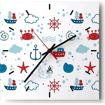 Hodiny Velké nástěnné hodiny 40x40 cm - Motiv plachtění - Tiché skleněné hodiny