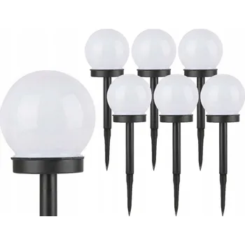Venkovní osvětlení 6 kusů solární lampa mléčná BÍLÁ KOULE 10cm P011