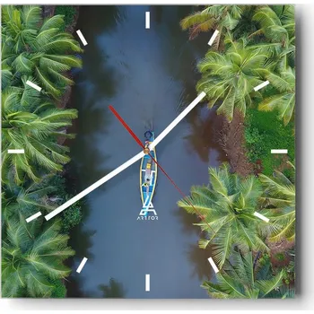 Hodiny Nástěnné hodiny do kuchyně 30x30 Indie Stylové hodiny na skle Loft Tiché