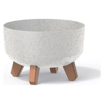 Květináč Květináč GRACIA LOW ECO WOOD bílý 23,5cm