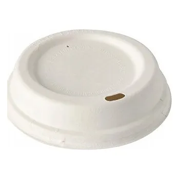 Jednorázové nádobí Víčka z třtiny bílá 90 mm na kelímky 50 Ks Eko