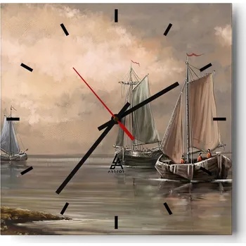 Hodiny Velké nástěnné hodiny 40x40 Krajina Skleněné hodiny Tiché