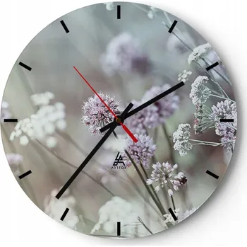 Hodiny Velké nástěnné hodiny na zeď 40x40 Louka Skleněné hodiny Kulatý Tiché