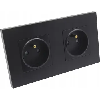 Elektrická zásuvka Elektrická zásuvka B-line 2 ks černá s uzemněním na stěně