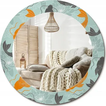 Zrcadlo Moderní dekorativní kulaté zrcadlo na zeď s potiskem Kapr koi průměr 60 cm