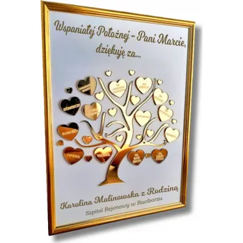 Obraz Dárek Poděkování porodní asistentce lékaře Nemocnice zlatý Rám 30x40 cm