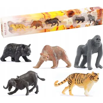 Figurka FIGURKY ZVÍŘAT DIVOKÁ ZVÍŘATA MEDVĚD GORILA TYGR 6 KUSŮ