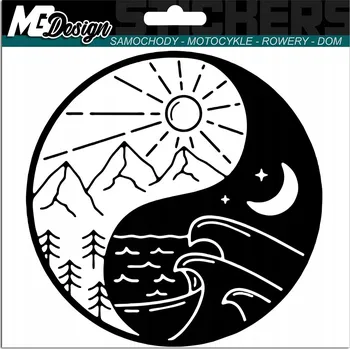 Samolepicí dekorace na vozidlo SAMOLEPKA na auto HORY MOŘE JIN JANG 15x15 cm