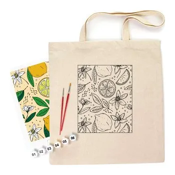 Bavlněná taška s motivem pro pomalování 38x42cm – Citróny (Bavlněná taška s motivem pro pomalování 38x42cm – Citróny)