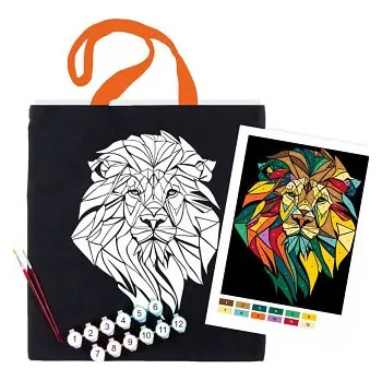 Nákupní taška Bavlněná taška s motivem pro pomalování 38x42cm – Lev (Bavlněná taška s motivem pro pomalování 38x42cm – Lev)