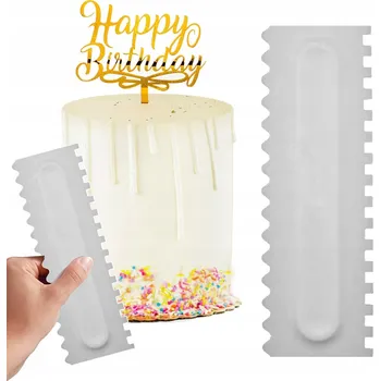 Kuchyňská škrabka ŠPACHTLE STĚRKA ŠKRABKA DEKORATÉR NA DORTY A OMÍTKY 2-STRANNÁ PLASTOVÁ