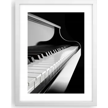 Obraz Obraz plakát v bílém rámu do obýváku 30x40 – klavír, plakáty na zeď