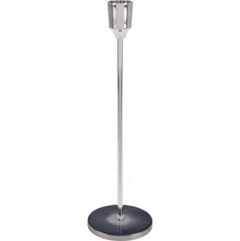 Svícen Svícen kovový stříbrný s podstavou v barvě šedé