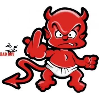 Samolepicí dekorace na vozidlo Samolepka na auto/motorku - Ďábel prst - RYBNIK