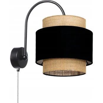 Nástěnné svítidlo Nástěnné svítidlo Skandinávský Boho Jutové s řetízkovým vypínačem LED E27 ČERNÉ