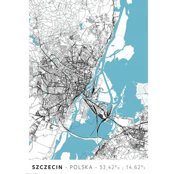 Obraz Plakát Štětín Mapa města bez rámu 42 x 59,4 cm