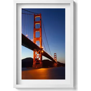 Obraz Dekorativní obraz v bílém rámu do obýváku Most Golden Gate bridge 40x60 cm