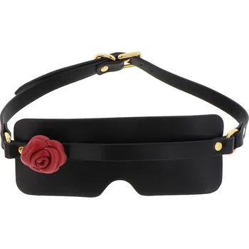 Erotická maska Taboom Wild Roses Blindfold, černá maska na oči z umělé kůže