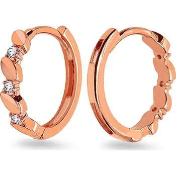 Náušnice Náušnice s jemným motivem lístků a zirkonů v růžovém zlatě, 14K IZ25186R + dárkové balení LUXUS zdarma