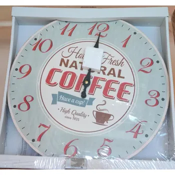 Hodiny Moderní hodiny s nápisem (Nástěnné hodiny na zeď s kávou)