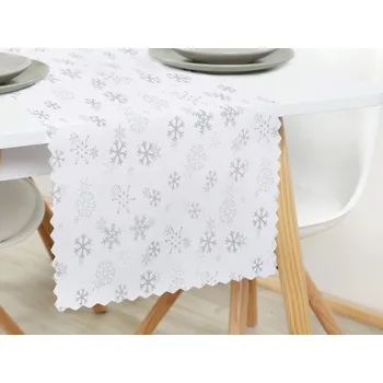 ubrus Dreamy Linens Vánoční prostírání běhoun teflonový, Stříbrné vločky Dreamy Linens