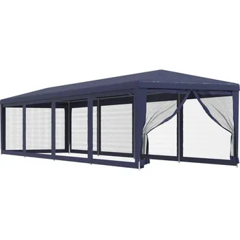 Zahradní stan OMAXI Party stan s 10 síťovanými bočnicemi modrý 3 x 12 m HDPE 022022