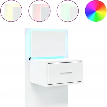 Noční stolek LED noční stolek k zavěšení bílý 48,5x32,5x80 cm