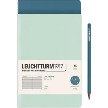 Blok Mint Green & Stone Blue, Jottbook Double, Flexcover, Medium (A5), 80 g/m? paper, 59 p., ru