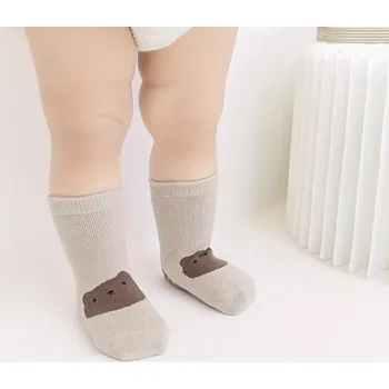 Dámské ponožky Teplé protiskluzové ponožky - SVĚTLE HNĚDÉ - KOČKA - (12-36m) M (Značka: NEMO BABY)