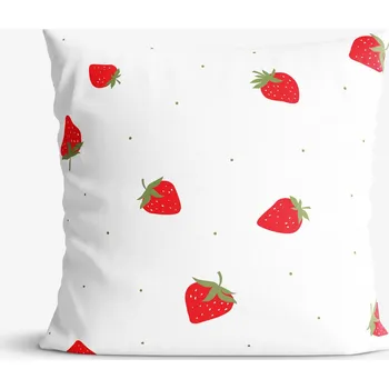 Povlak na dekorativní polštářek Bavlněný povlak na polštář - Svěží jahody 50 x 60 cm