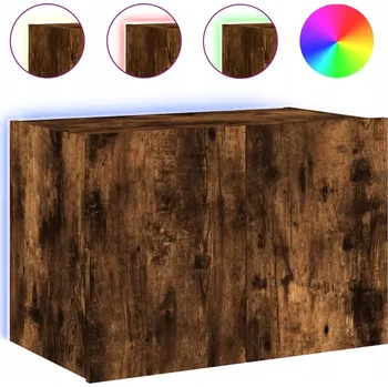 Televizní stolek Závěsná skříňka pod TV LED RGB kouřový dub 60x35x41 cm