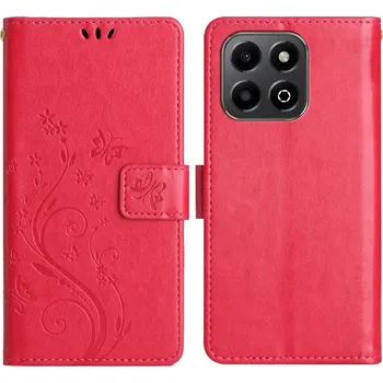 Pouzdro na mobilní telefon Flowers knížkové pouzdro na Honor X6b - červené