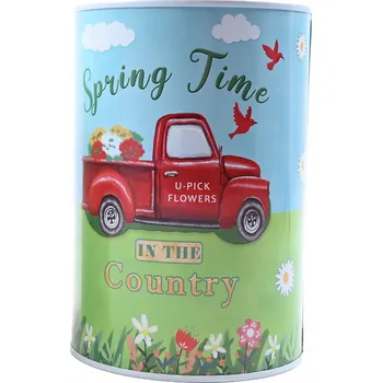 Pokladnička KOVOVÁ KASIČKA BAREVNÁ PLECHOVKA NA PENÍZE MINCE BANKOVKY RŮZNÉ VZORY