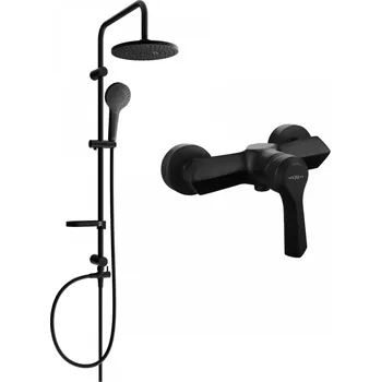 Sprchová hlavice MEXEN Erik sprchový sloup včetně sprchové baterie Sabre, černý (72140205-70)