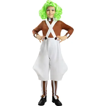 Karnevalový kostým HeliumKing Dětský kostým Charlie a továrna na čokoládu - Oompa Loompa Velikost - děti: L: 117 - 134 cm