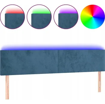 Čelo postele LED samet tmavě modré 180x5x78/88 cm