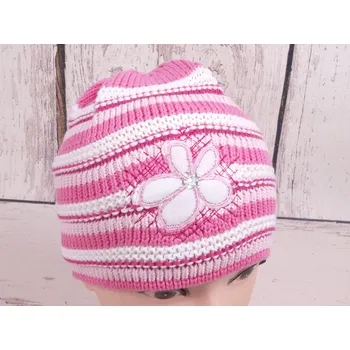 Čepice OSTATNÍ Čepice RDX 1300 růžová pruhované s kytičkou velikost čepic: 50-52cm (2-4 roky, RDX vel. 4)