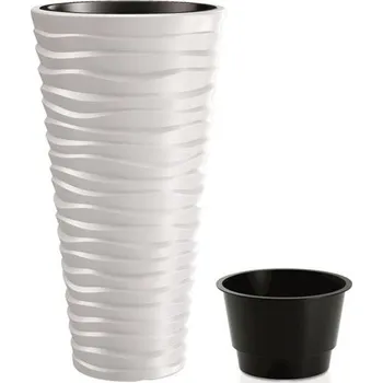 Květináč Květináč SAND SLIM bílý 29,6cm