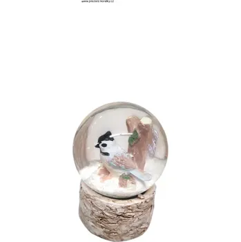 Vánoční dekorace Sněžítko s ptáčkem 7 cm