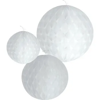 Party dekorace Godan - Papírová dekorace W&C 3 koule, bílé (15 cm, 20 cm, 25 cm)